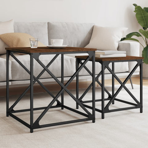 vidaXL Nesting Coffee Tables 2 pcs Brown Oak Engineered Wood