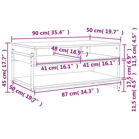 vidaXL Coffee Table Sonoma Oak 90x50x45 cm Engineered Wood