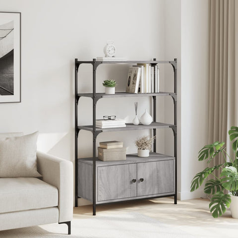 vidaXL Bookcase 3-Tier Grey Sonoma 70x30x109.5 cm Engineered Wood