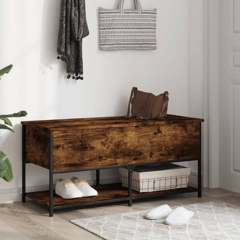 vidaXL Storage Bench Smoked Oak 100x42.5x47 cm Engineered Wood