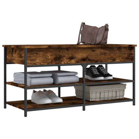 vidaXL Shoe Bench Smoked Oak 100x42.5x50 cm Engineered Wood