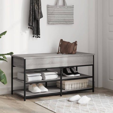 vidaXL Shoe Bench Grey Sonoma 100x42.5x50 cm Engineered Wood