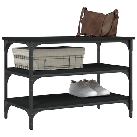 vidaXL Shoe Bench Black 70x38.5x49 cm Engineered Wood