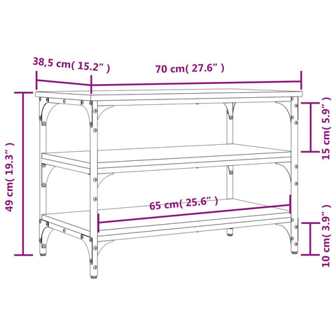 vidaXL Shoe Bench Black 70x38.5x49 cm Engineered Wood