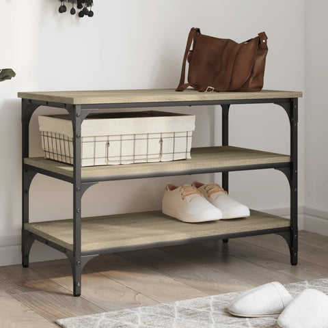 vidaXL Shoe Bench Sonoma Oak 70x38.5x49 cm Engineered Wood