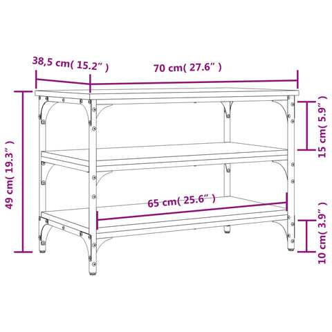 vidaXL Shoe Bench Grey Sonoma 70x38.5x49 cm Engineered Wood