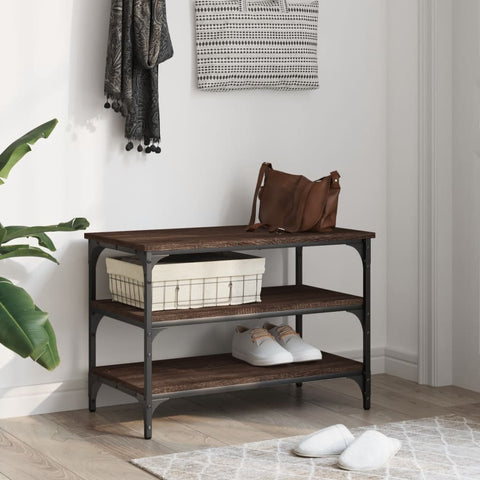 vidaXL Shoe Bench Brown Oak 70x38.5x49 cm Engineered Wood