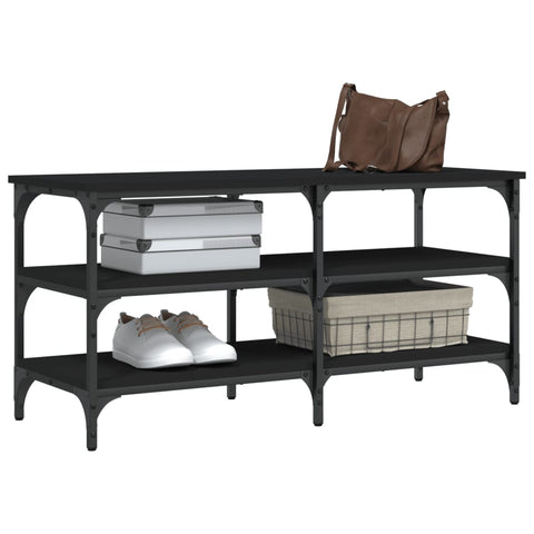 vidaXL Shoe Bench Black 100x38.5x49 cm Engineered Wood