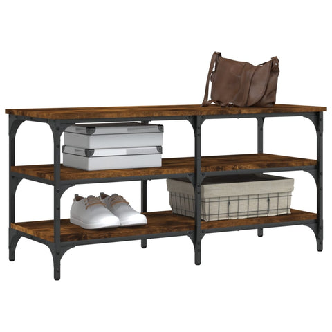 vidaXL Shoe Bench Smoked Oak 100x38.5x49 cm Engineered Wood