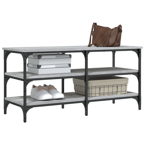 vidaXL Shoe Bench Grey Sonoma 100x38.5x49 cm Engineered Wood