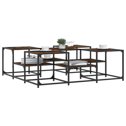 vidaXL Coffee Table Smoked Oak 121x121x40 cm Engineered Wood