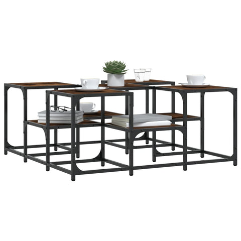 vidaXL Coffee Table Smoked Oak 91x91x40 cm Engineered Wood