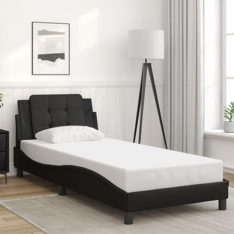 vidaXL Bed Frame without Mattress "Zadar" Black 90x190 cm Single Faux Leather