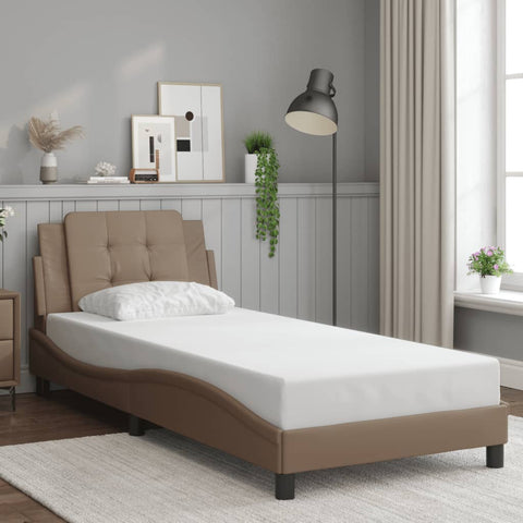vidaXL Bed Frame without Mattress "Zadar" Cappuccino 90x190 cm Single Faux Leather