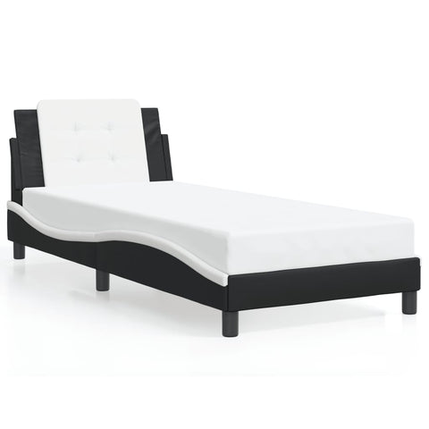vidaXL Bed Frame without Mattress "Zadar" Black and White 90x190 cm Single Faux Leather