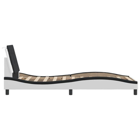 vidaXL Bed Frame without Mattress "Zadar" White and Black 90x190 cm Single Faux Leather