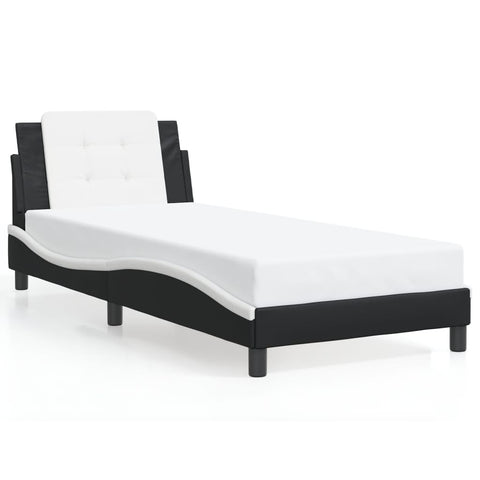 vidaXL Bed Frame without Mattress "Zadar" Black and White 90x200 cm Faux Leather
