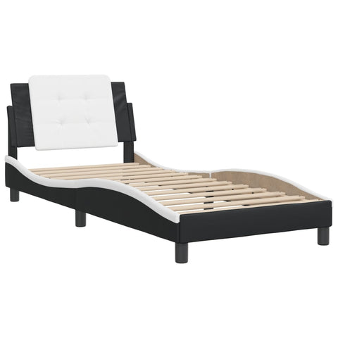 vidaXL Bed Frame without Mattress "Zadar" Black and White 90x200 cm Faux Leather