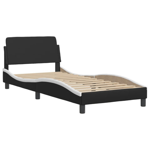 vidaXL Bed Frame without Mattress "Zadar" Black and White 90x200 cm Faux Leather