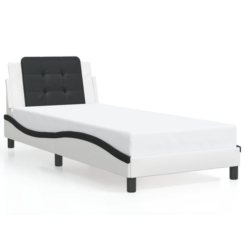 vidaXL Bed Frame without Mattress "Zadar" White and Black 90x200 cm Faux Leather