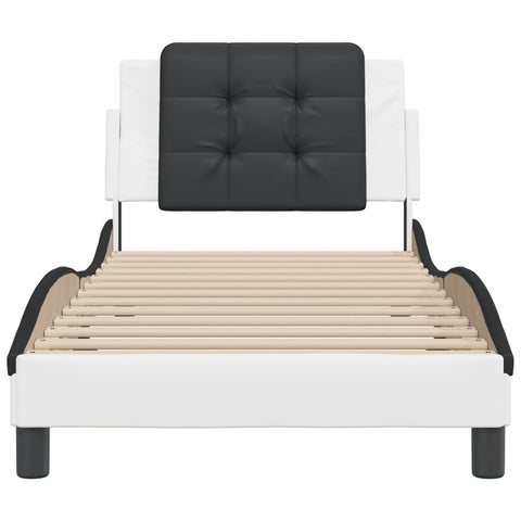 vidaXL Bed Frame without Mattress "Zadar" White and Black 90x200 cm Faux Leather