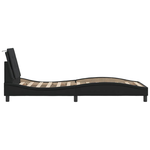 vidaXL Bed Frame without Mattress "Zadar" Black 100x200 cm Faux Leather