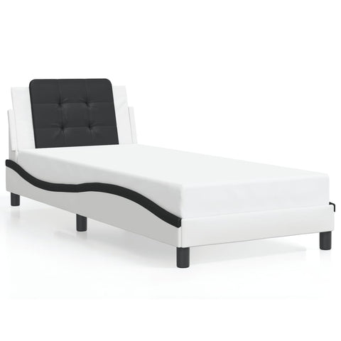 vidaXL Bed Frame without Mattress "Zadar" White and Black 100x200 cm Faux Leather