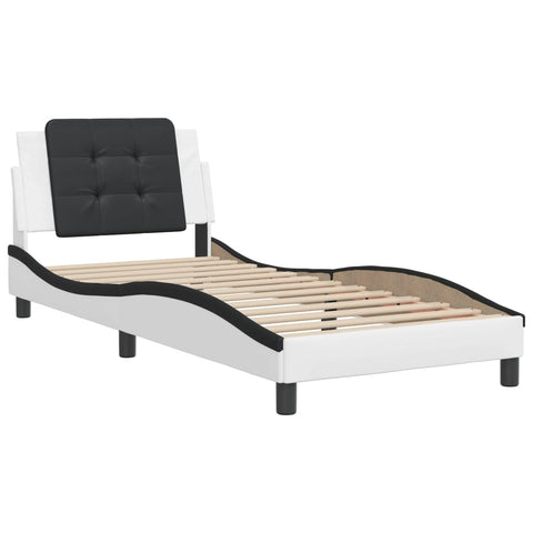vidaXL Bed Frame without Mattress "Zadar" White and Black 100x200 cm Faux Leather