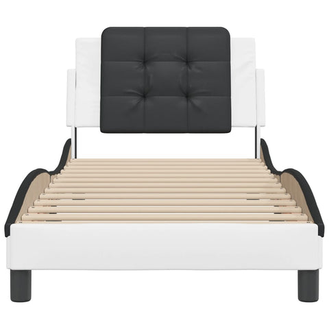 vidaXL Bed Frame without Mattress "Zadar" White and Black 100x200 cm Faux Leather