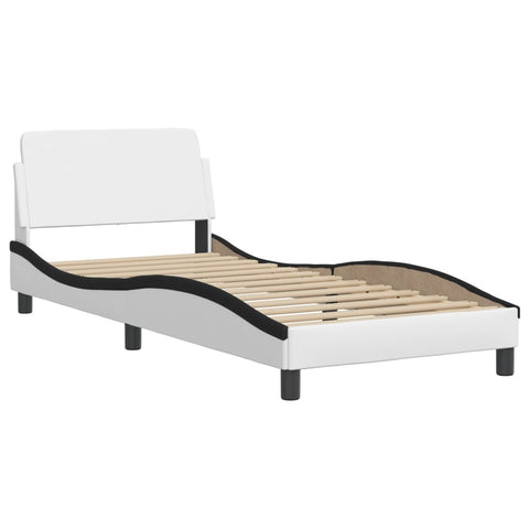 vidaXL Bed Frame without Mattress "Zadar" White and Black 100x200 cm Faux Leather