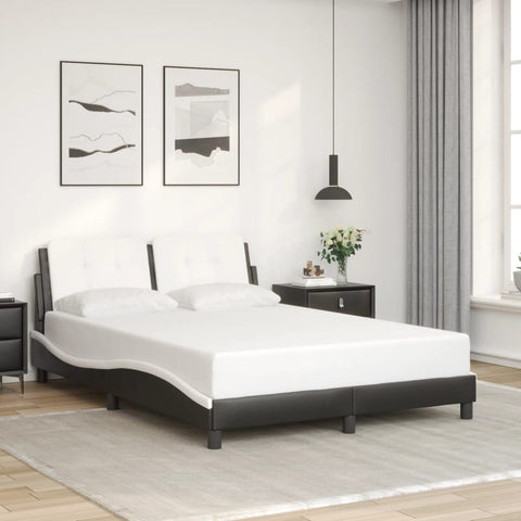 vidaXL Bed Frame without Mattress "Zadar" Black and White 120x200 cm Faux Leather