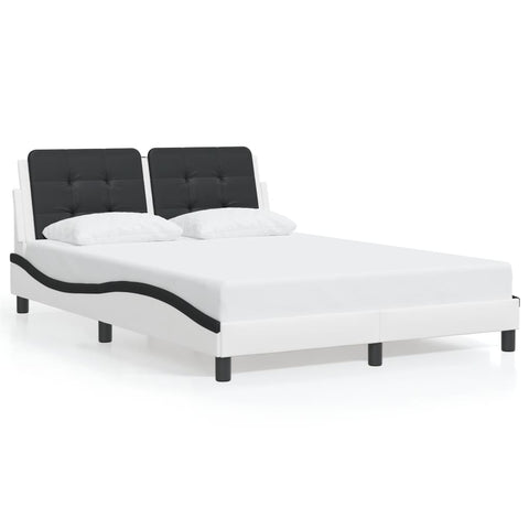 vidaXL Bed Frame without Mattress "Zadar" White and Black 120x200 cm Faux Leather