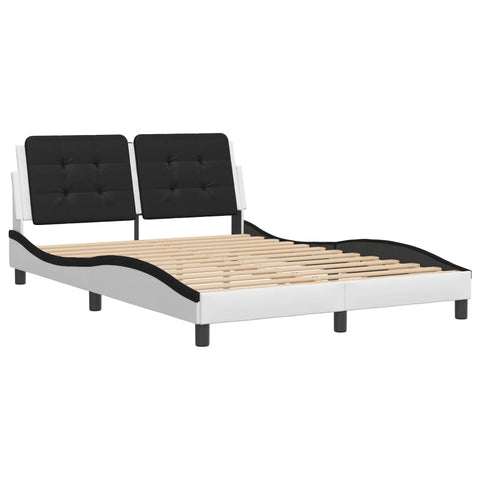 vidaXL Bed Frame without Mattress "Zadar" White and Black 120x200 cm Faux Leather