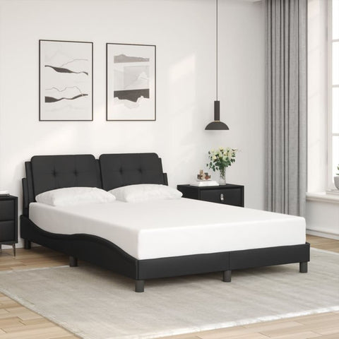 vidaXL Bed Frame without Mattress Black 140x190 cm Faux Leather
