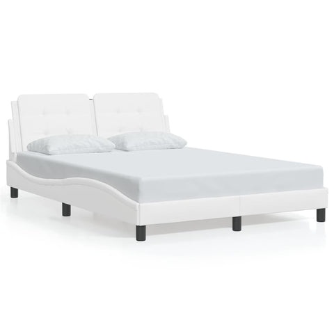 vidaXL Bed Frame without Mattress White 140x190 cm Faux Leather
