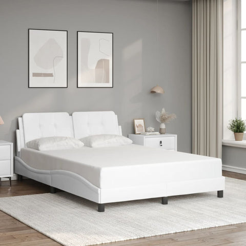 vidaXL Bed Frame without Mattress White 140x190 cm Faux Leather