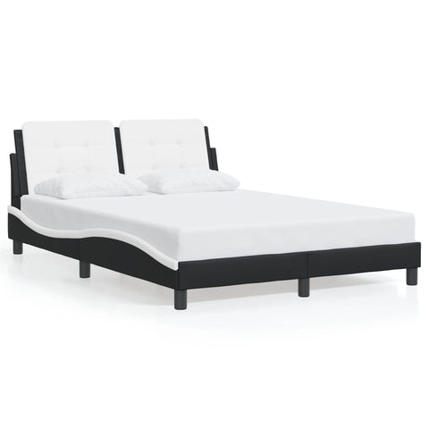 vidaXL Bed Frame without Mattress "Zadar" Black and White 140x190 cm Faux Leather