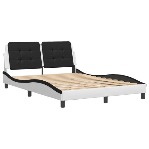 vidaXL Bed Frame without Mattress "Zadar" White and Black 140x190 cm Faux Leather