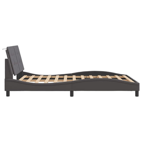 vidaXL Bed Frame without Mattress "Zadar" Grey 140x200 cm Faux Leather