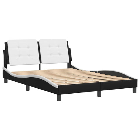 vidaXL Bed Frame without Mattress "Zadar" Black and White 140x200 cm Faux Leather