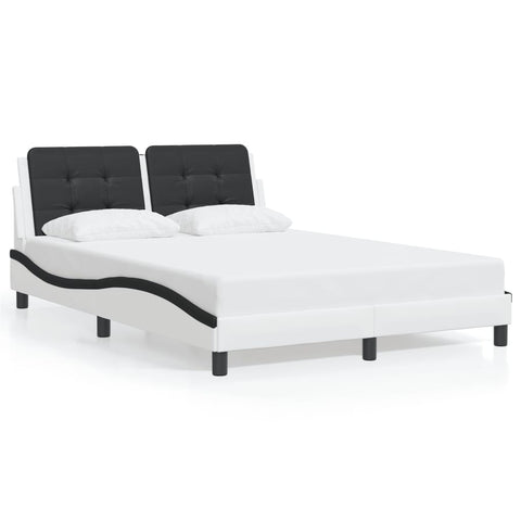 vidaXL Bed Frame without Mattress White and Black 140x200 cm Faux Leather