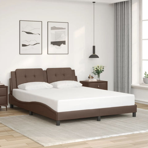 vidaXL Bed Frame without Mattress "Zadar" Brown 160x200 cm Faux Leather