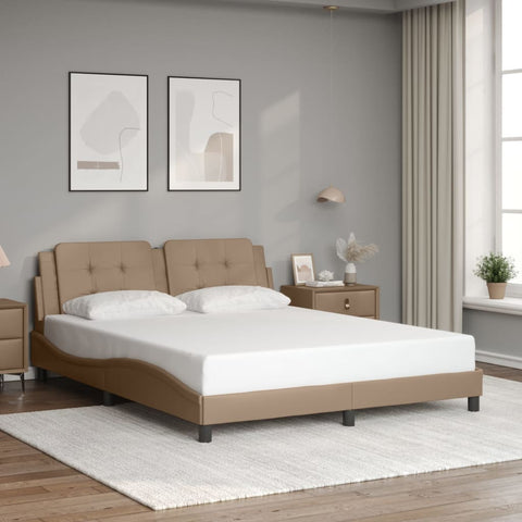 vidaXL Bed Frame without Mattress Cappuccino 160x200 cm Faux Leather