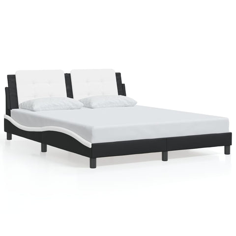 vidaXL Bed Frame without Mattress "Zadar" Black and White 160x200 cm Faux Leather