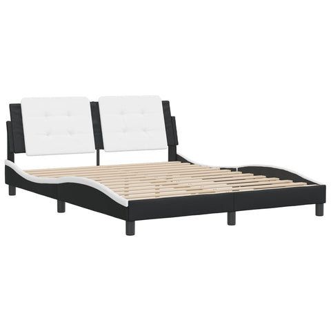 vidaXL Bed Frame without Mattress "Zadar" Black and White 160x200 cm Faux Leather