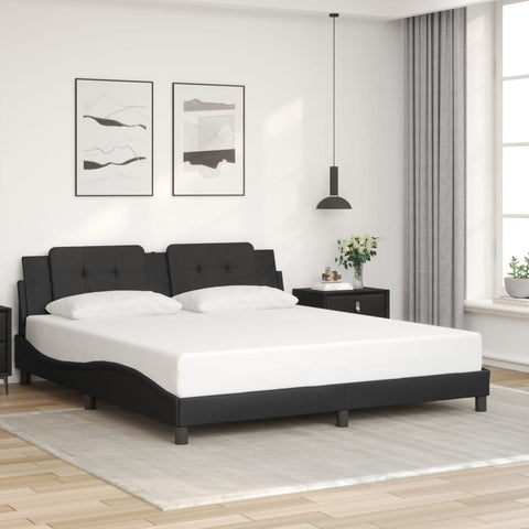 vidaXL Bed Frame without Mattress "Zadar" Black 180x200 cm Super King Faux Leather