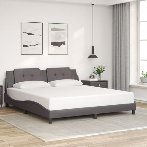 vidaXL Bed Frame without Mattress Grey 180x200 cm Super King Faux Leather