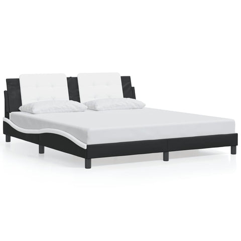 vidaXL Bed Frame without Mattress "Zadar" Black and White 180x200 cm Super King Faux Leather