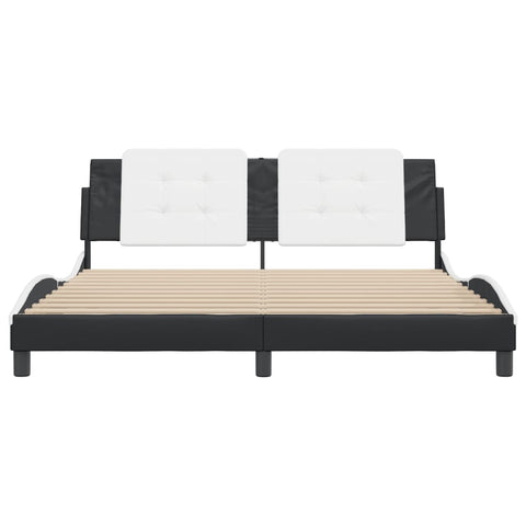 vidaXL Bed Frame without Mattress "Zadar" Black and White 180x200 cm Super King Faux Leather
