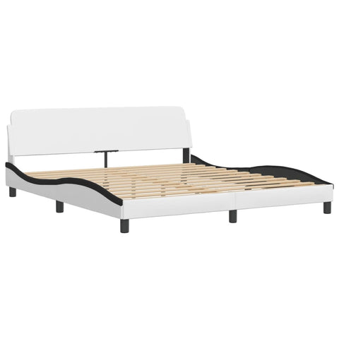 vidaXL Bed Frame without Mattress White and Black 180x200 cm Super King Faux Leather